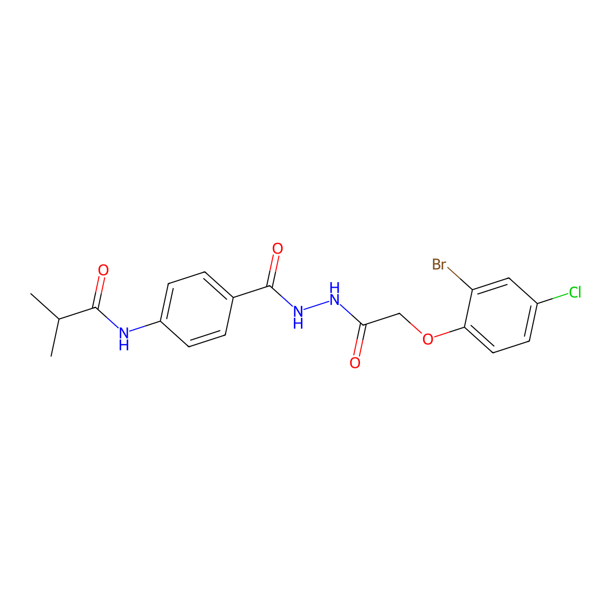 N-[4-[[[2-(2-bromo-4-chlorophenoxy)acetyl]amino]carbamoyl]phenyl]-2-methylpropanamide molecular structure, CAS 713500-56-2