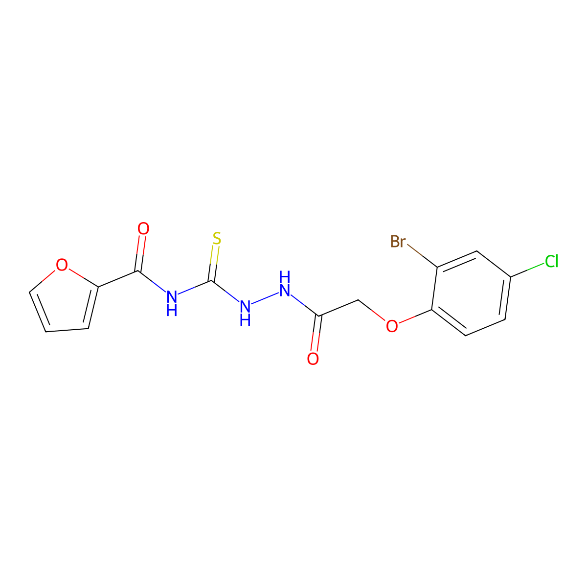 N-[[[2-(2-bromo-4-chlorophenoxy)acetyl]amino]carbamothioyl]furan-2-carboxamide molecular structure, CAS 713500-63-1