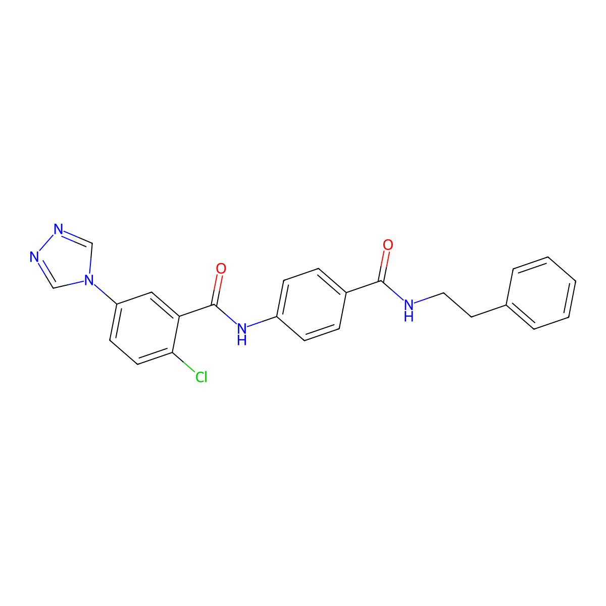 2-chloro-N-(4-{[(2-phenylethyl)amino]carbonyl}phenyl)-5-(4H-1,2,4-triazol-4-yl)benzamide molecular structure, CAS 713500-65-3