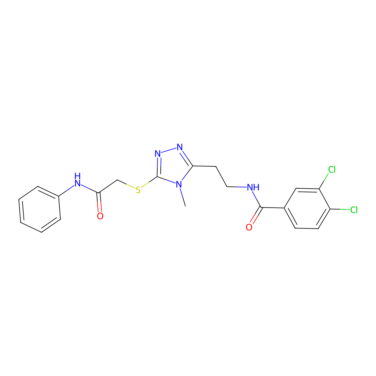N-[2-[5-(2-anilino-2-oxoethyl)sulfanyl-4-methyl-1,2,4-triazol-3-yl]ethyl]-3,4-dichlorobenzamide molecular structure, CAS 713500-66-4