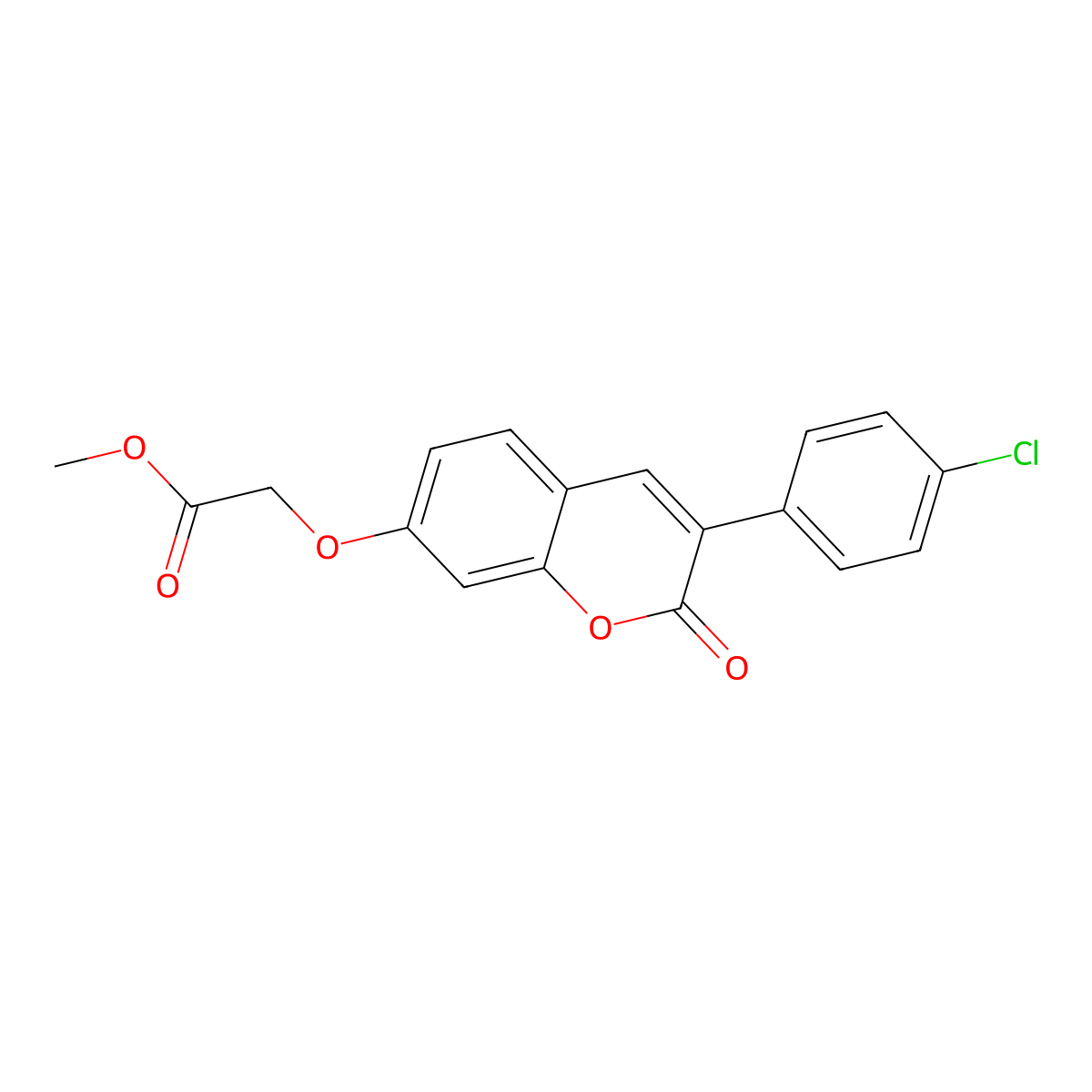 Methyl 2-[3-(4-chlorophenyl)-2-oxochromen-7-yl]oxyacetate molecular structure, CAS 713500-75-5