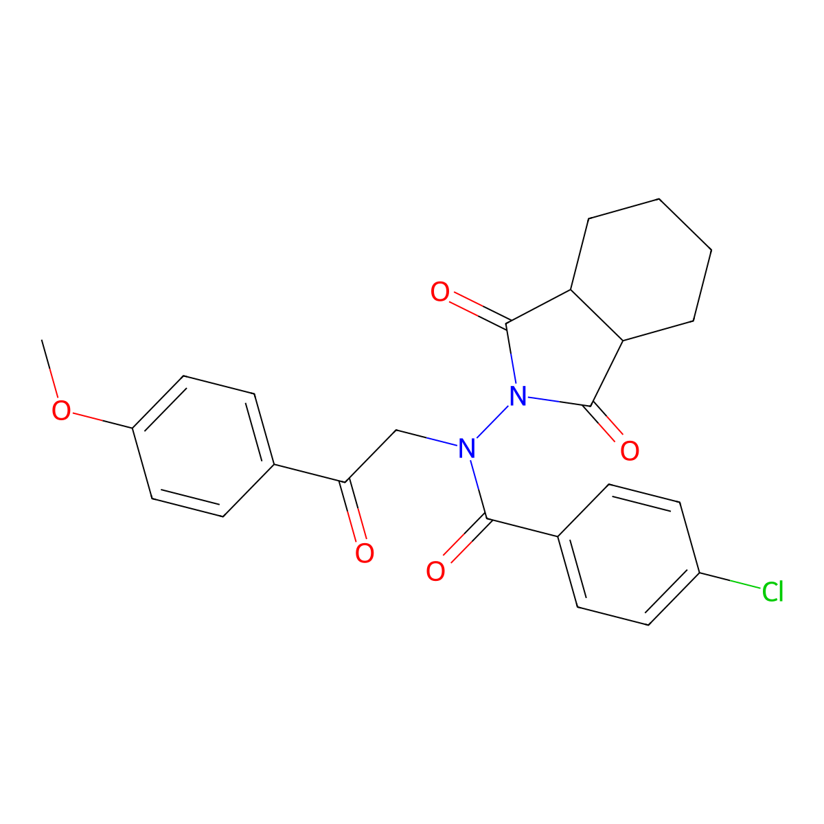 4-chloro-N-(1,3-dioxooctahydro-2H-isoindol-2-yl)-N-[2-(4-methoxyphenyl)-2-oxoethyl]benzamide molecular structure, CAS 713500-81-3