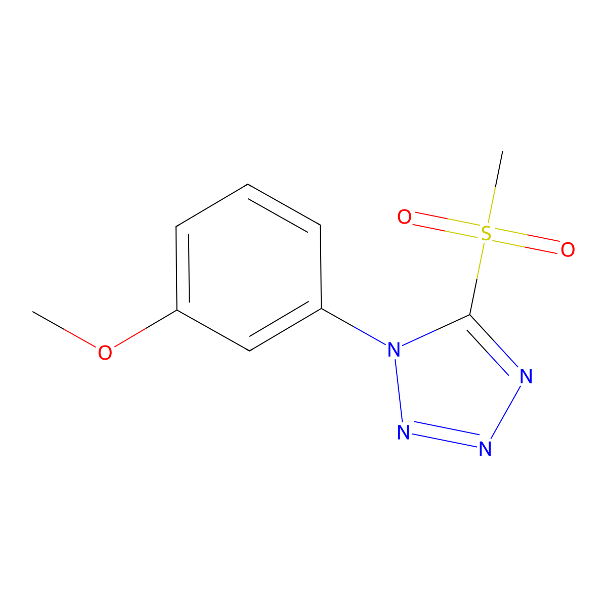 1-(3-methoxyphenyl)-5-(methylsulfonyl)-1H-tetrazole molecular structure, CAS 713500-84-6