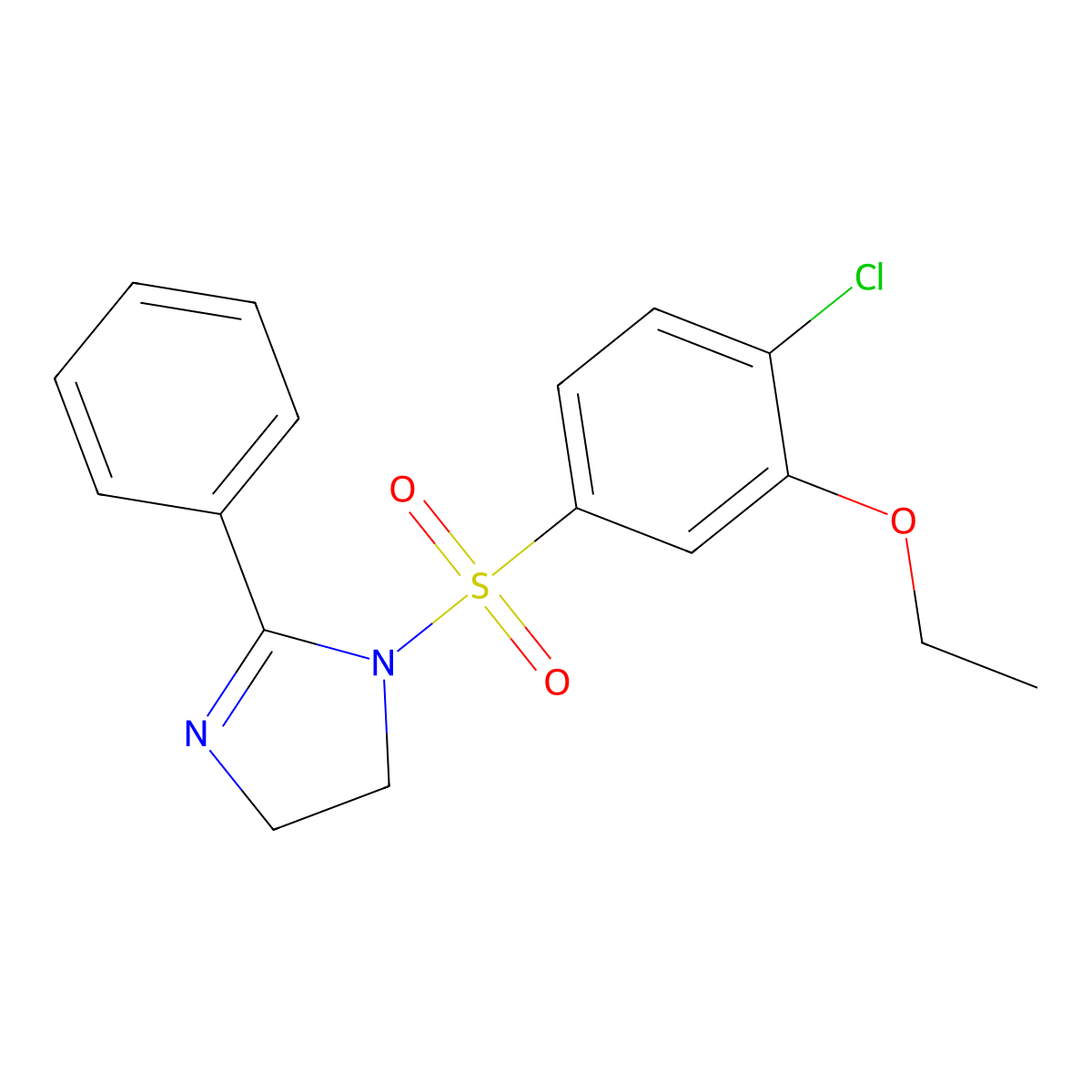 1-((4-chloro-3-ethoxyphenyl)sulfonyl)-2-phenyl-4,5-dihydro-1H-imidazole molecular structure, CAS 713500-85-7