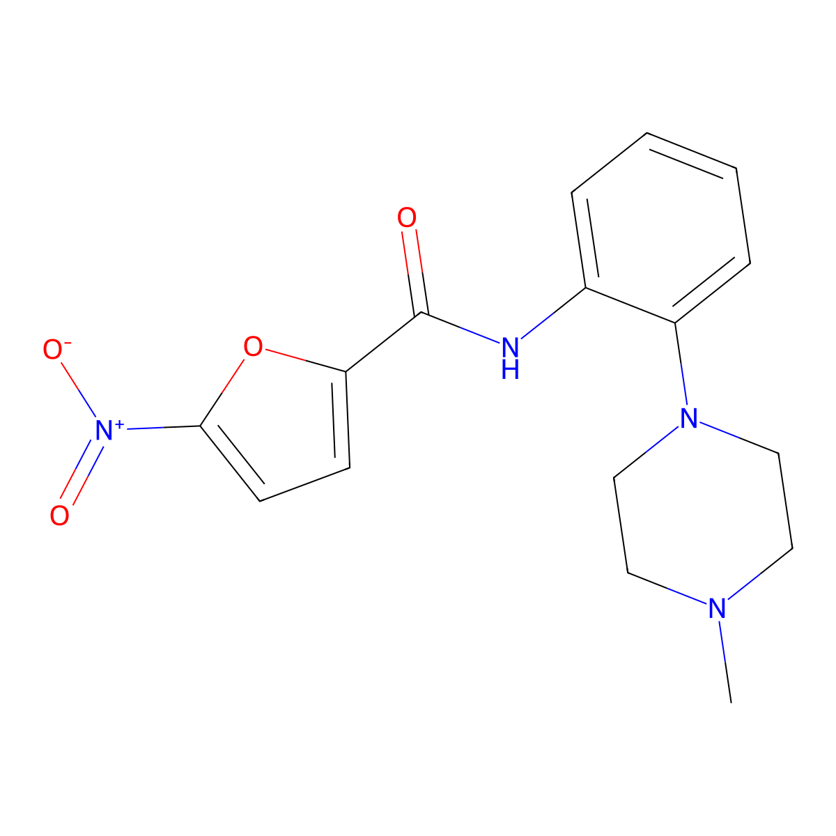 N-(2-(4-methylpiperazin-1-yl)phenyl)-5-nitrofuran-2-carboxamide molecular structure, CAS 713500-92-6