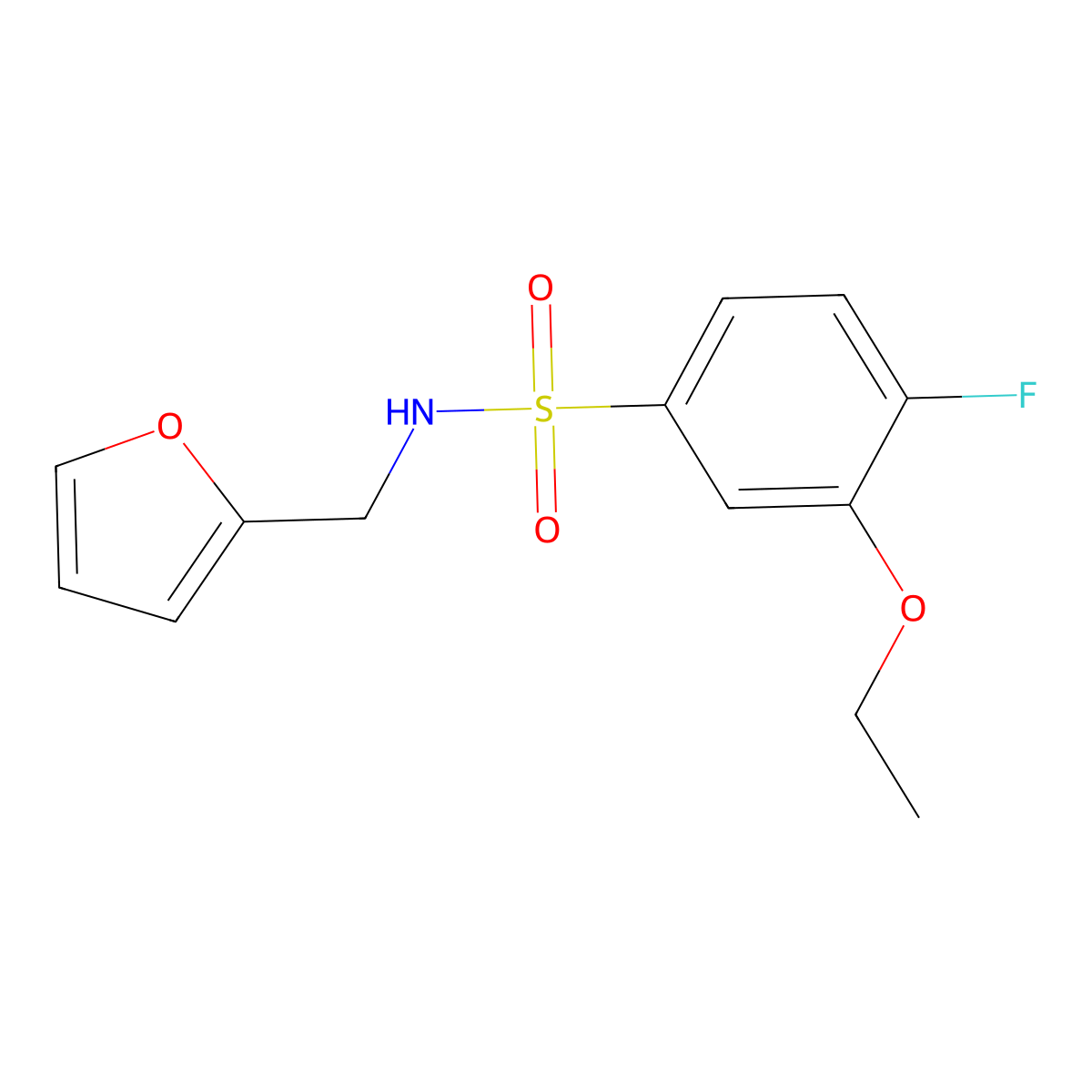 3-ethoxy-4-fluoro-N-(furan-2-ylmethyl)benzenesulfonamide molecular structure, CAS 713500-94-8