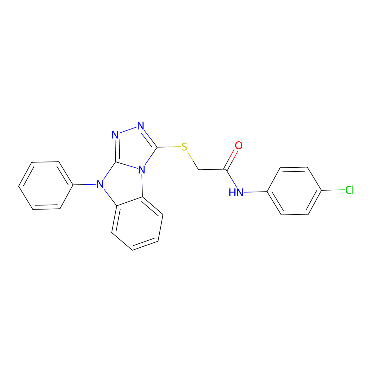 N-(4-chlorophenyl)-2-[(9-phenyl-9H-[1,2,4]triazolo[4,3-a]benzimidazol-3-yl)sulfanyl]acetamide molecular structure, CAS 713500-95-9