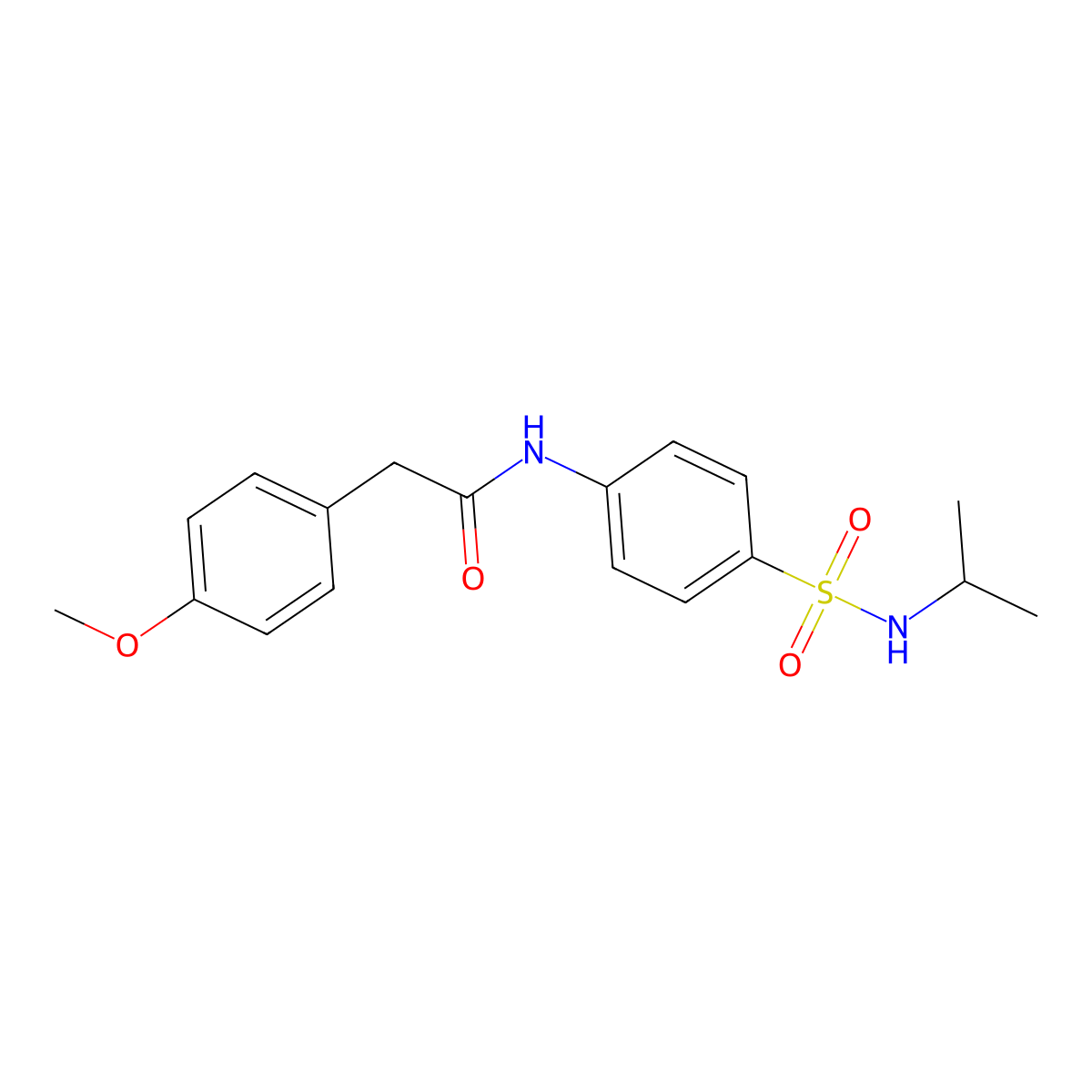 N-{4-[(isopropylamino)sulfonyl]phenyl}-2-(4-methoxyphenyl)acetamide molecular structure, CAS 713501-16-7