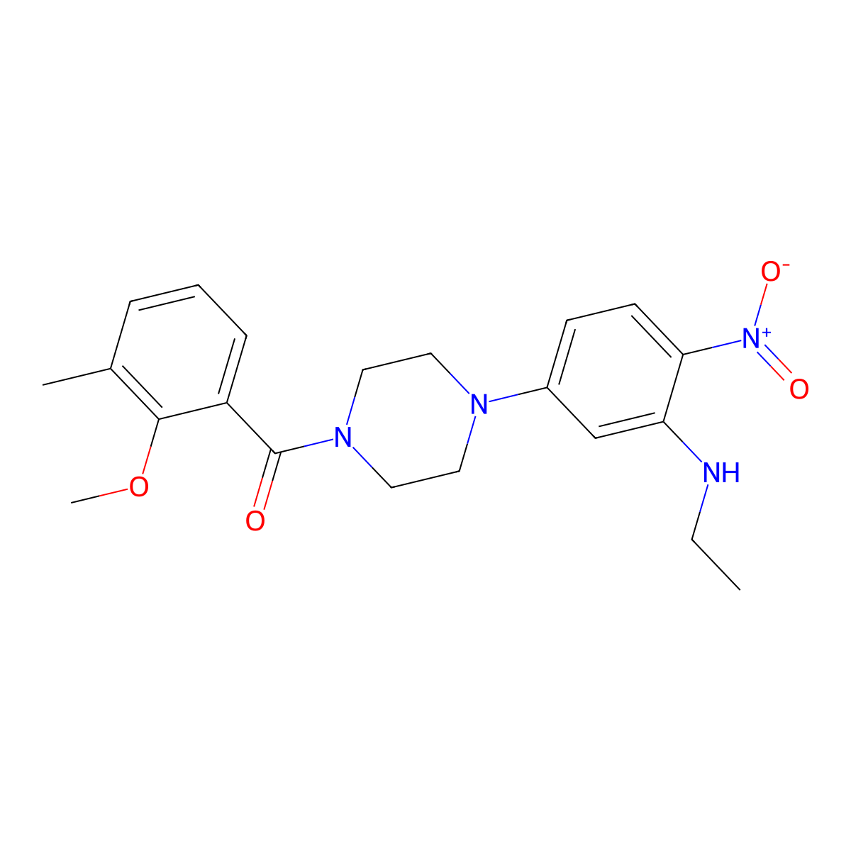 [4-[3-(Ethylamino)-4-nitrophenyl]piperazin-1-yl]-(2-methoxy-3-methylphenyl)methanone molecular structure, CAS 713501-24-7