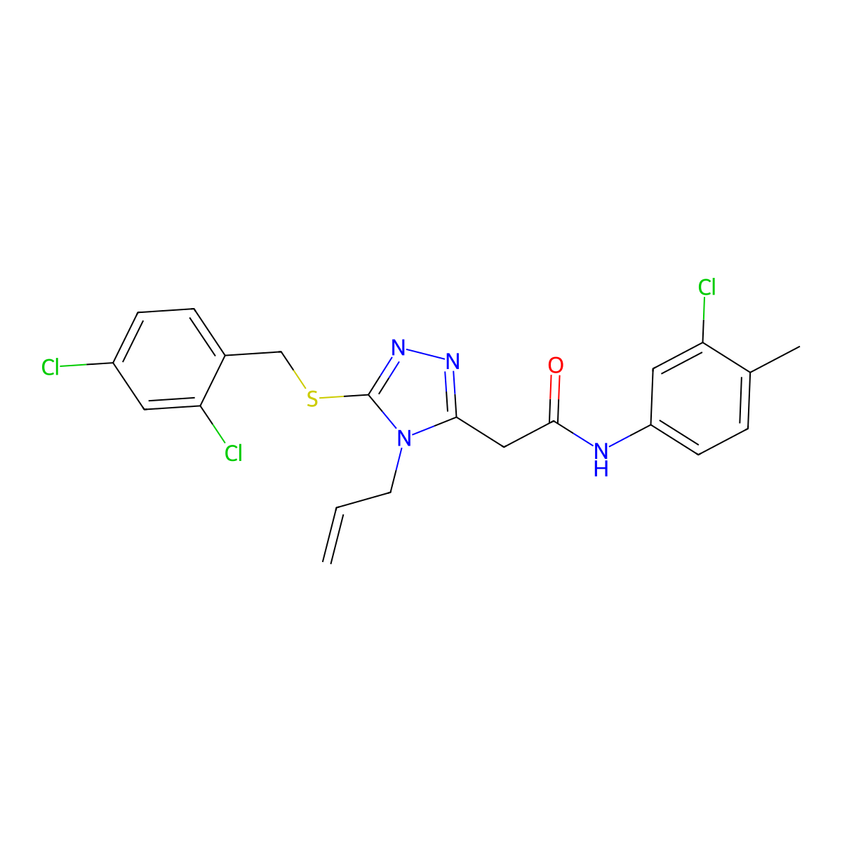 N-(3-chloro-4-methylphenyl)-2-[5-[(2,4-dichlorophenyl)methylsulfanyl]-4-prop-2-enyl-1,2,4-triazol-3-yl]acetamide molecular structure, CAS 713501-32-7