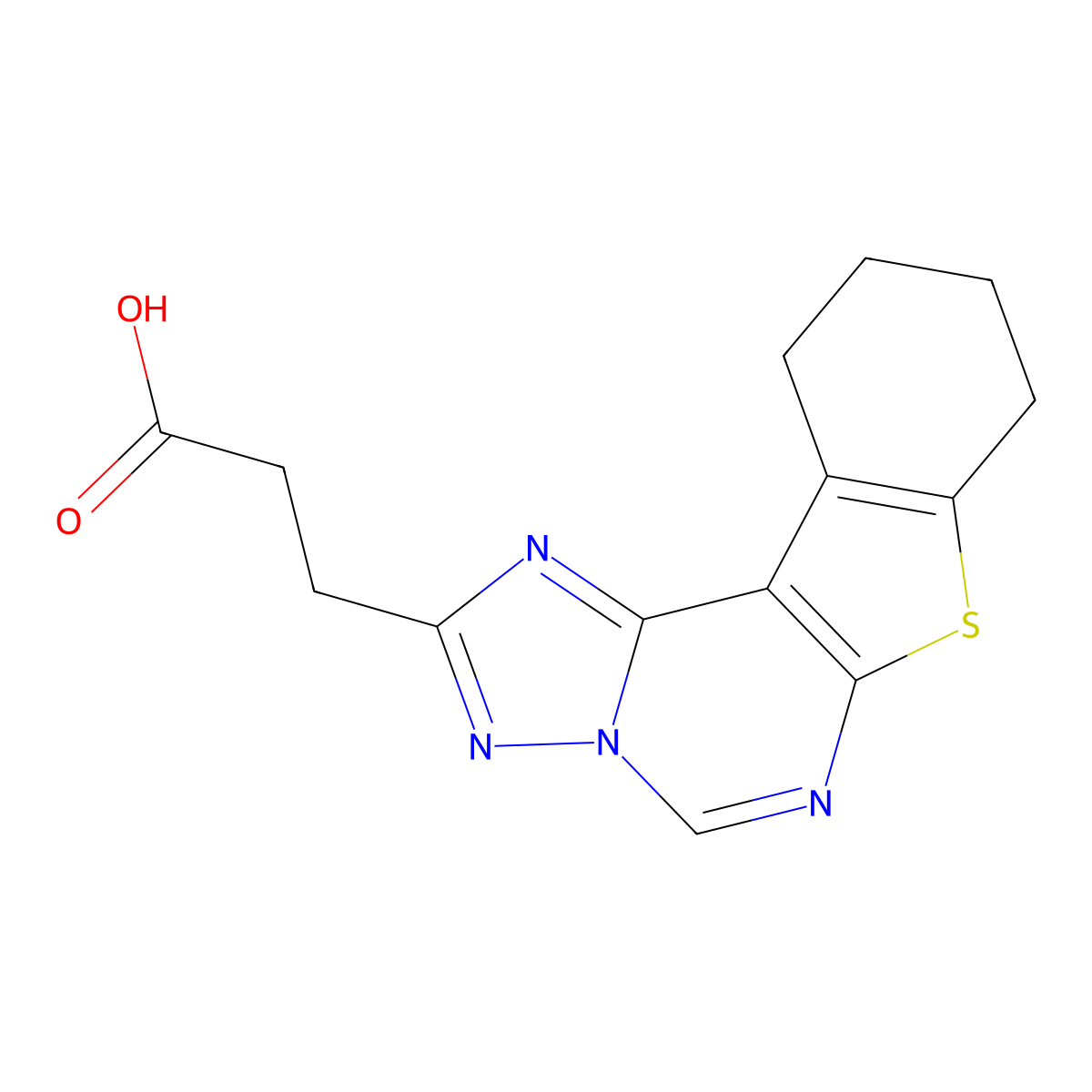3-(8,9,10,11-Tetrahydrobenzo[4,5]thieno[3,2-e][1,2,4]triazolo[1,5-c]pyrimidin-2-yl)propanoic acid molecular structure, CAS 713501-38-3