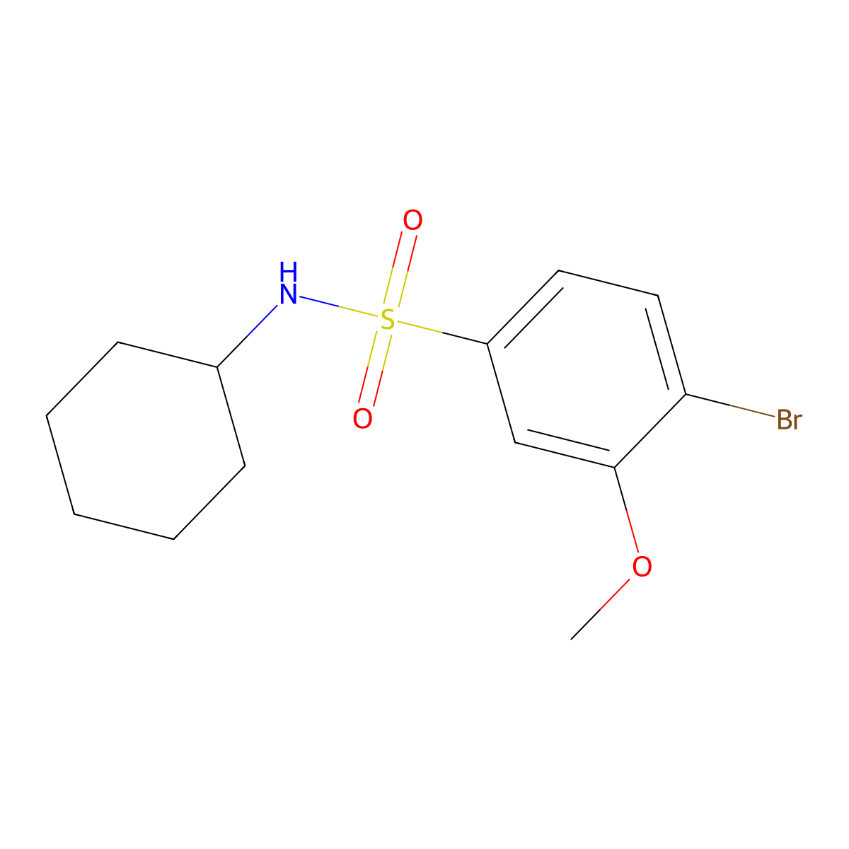 4-bromo-N-cyclohexyl-3-methoxybenzenesulfonamide molecular structure, CAS 713501-45-2