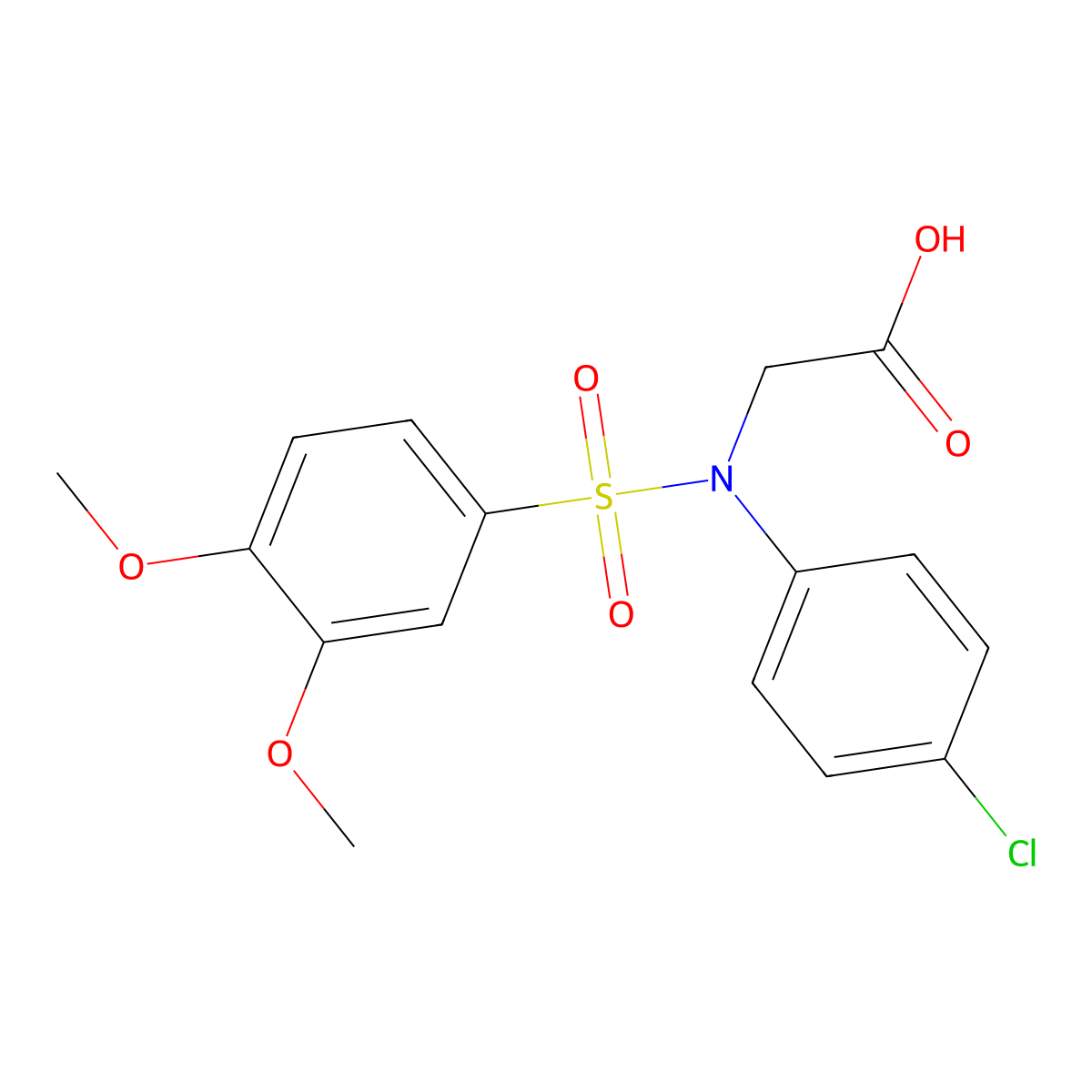 N-(4-chlorophenyl)-N-[(3,4-dimethoxyphenyl)sulfonyl]glycine molecular structure, CAS 713501-82-7