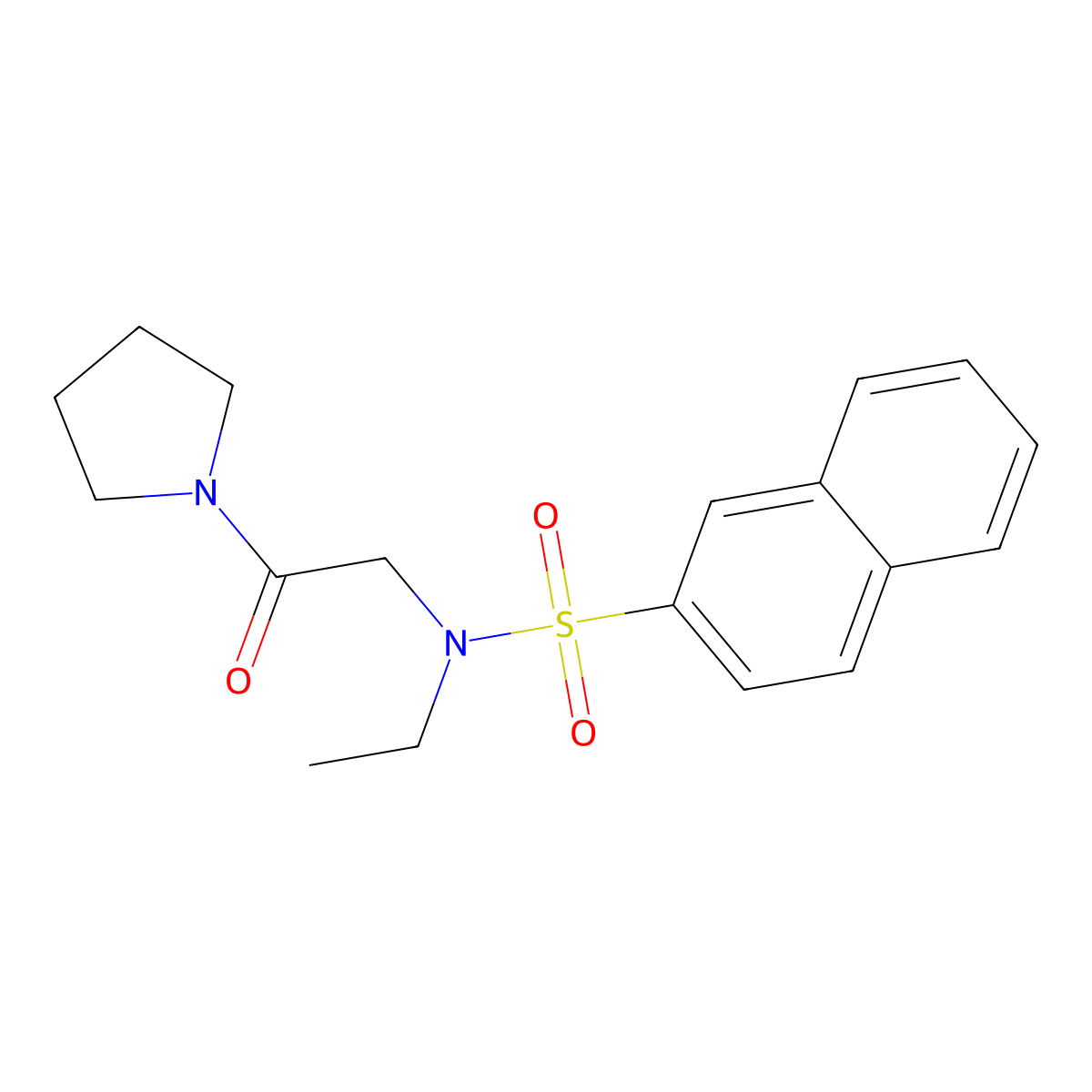 N-ethyl-N-(2-oxo-2-pyrrolidin-1-ylethyl)naphthalene-2-sulfonamide molecular structure, CAS 713502-10-4