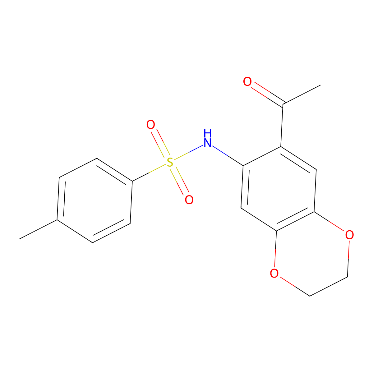 N-(7-Acetyl-2,3-dihydrobenzo[b][1,4]dioxin-6-yl)-4-methylbenzenesulfonamide molecular structure, CAS 713502-14-8