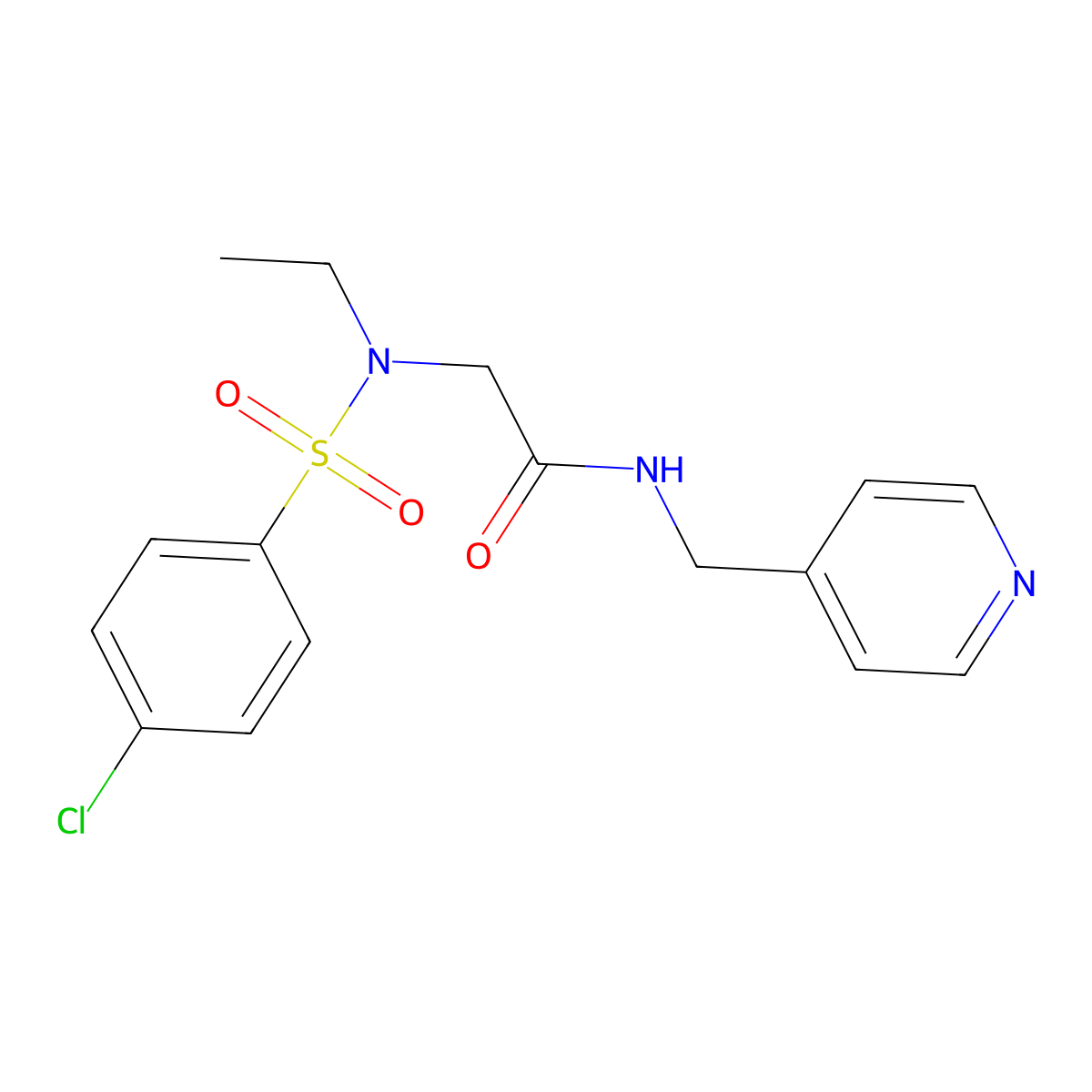 2-[(4-chlorophenyl)sulfonyl-ethylamino]-N-(pyridin-4-ylmethyl)acetamide molecular structure, CAS 713502-24-0