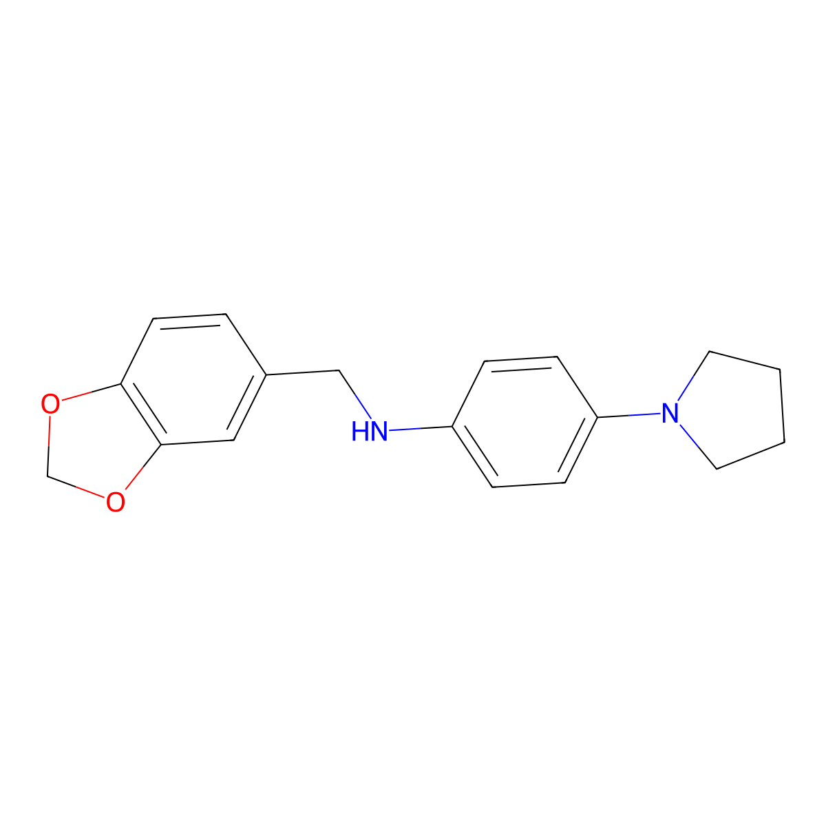 N-(1,3-benzodioxol-5-ylmethyl)-4-pyrrolidin-1-ylaniline molecular structure, CAS 713502-31-9