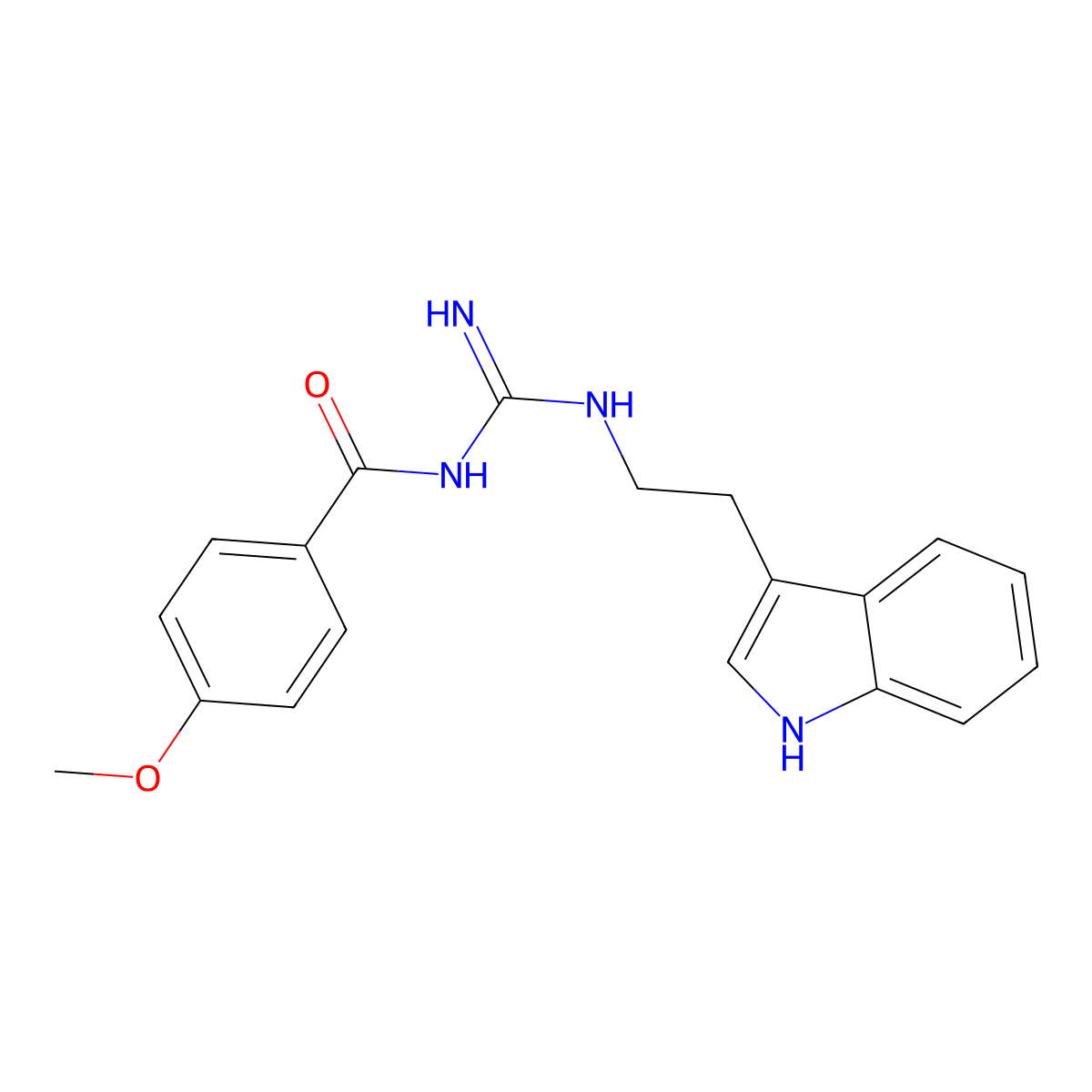 N-{N-[2-(1H-indol-3-yl)ethyl]carbamimidoyl}-4-methoxybenzamide molecular structure, CAS 713502-40-0