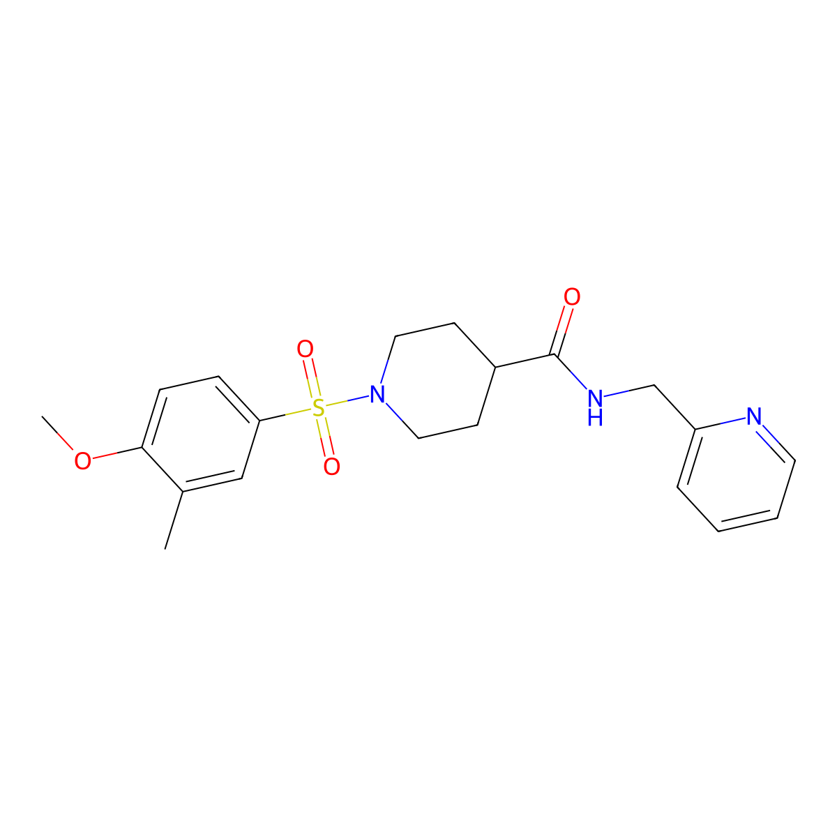 1-[(4-methoxy-3-methylphenyl)sulfonyl]-N-(2-pyridinylmethyl)-4-piperidinecarboxamide molecular structure, CAS 713502-59-1
