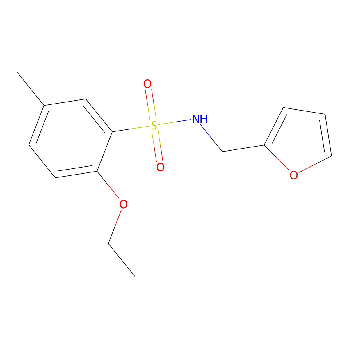 2-ethoxy-N-(2-furylmethyl)-5-methylbenzenesulfonamide molecular structure, CAS 713502-93-3