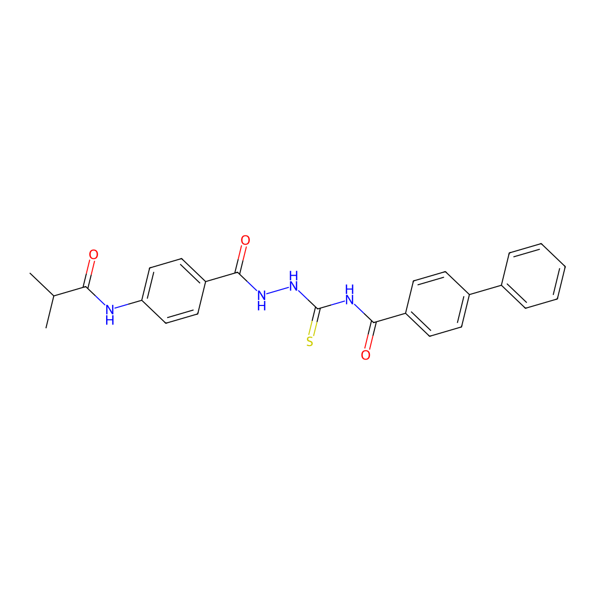 N-[[[4-(2-methylpropanoylamino)benzoyl]amino]carbamothioyl]-4-phenylbenzamide molecular structure, CAS 713503-00-5