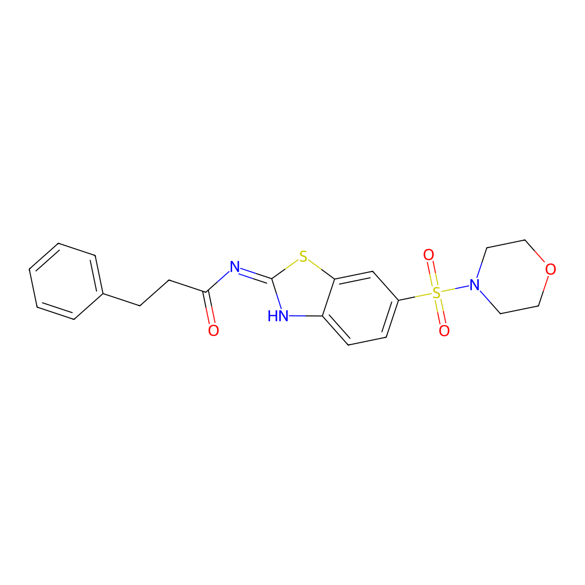 N-[6-(4-morpholinylsulfonyl)-1,3-benzothiazol-2-yl]-3-phenylpropanamide molecular structure, CAS 713503-10-7