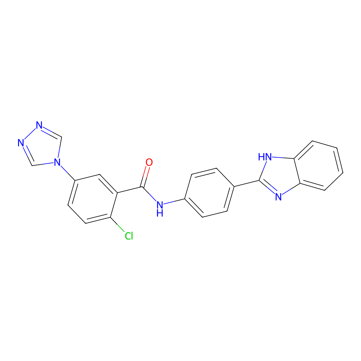 N-[4-(1H-benzimidazol-2-yl)phenyl]-2-chloro-5-(1,2,4-triazol-4-yl)benzamide molecular structure, CAS 713503-17-4