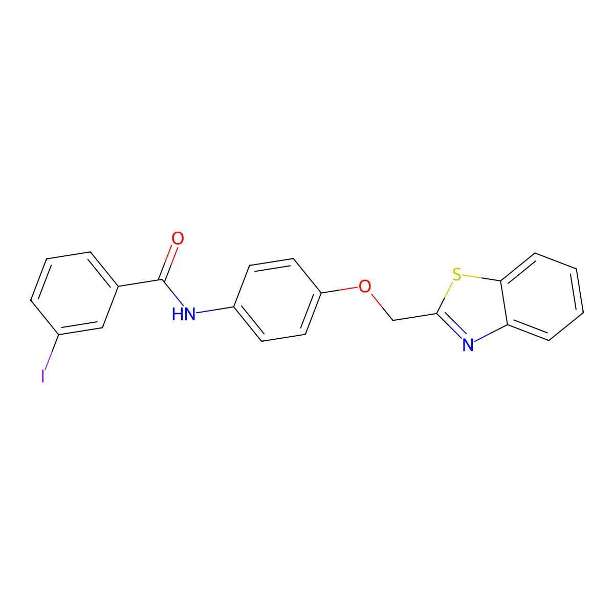 N-[4-(1,3-benzothiazol-2-ylmethoxy)phenyl]-3-iodobenzamide molecular structure, CAS 713503-21-0