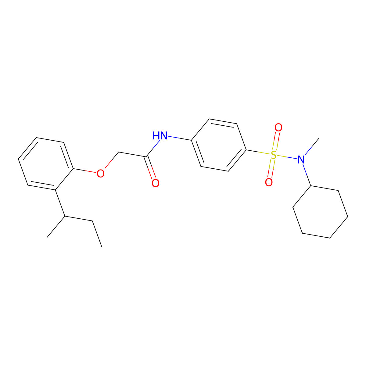 2-(2-sec-butylphenoxy)-N-(4-{[cyclohexyl(methyl)amino]sulfonyl}phenyl)acetamide molecular structure, CAS 713503-52-7