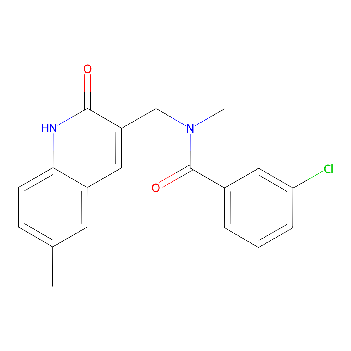 3-chloro-N-[(2-hydroxy-6-methylquinolin-3-yl)methyl]-N-methylbenzamide molecular structure, CAS 713504-04-2