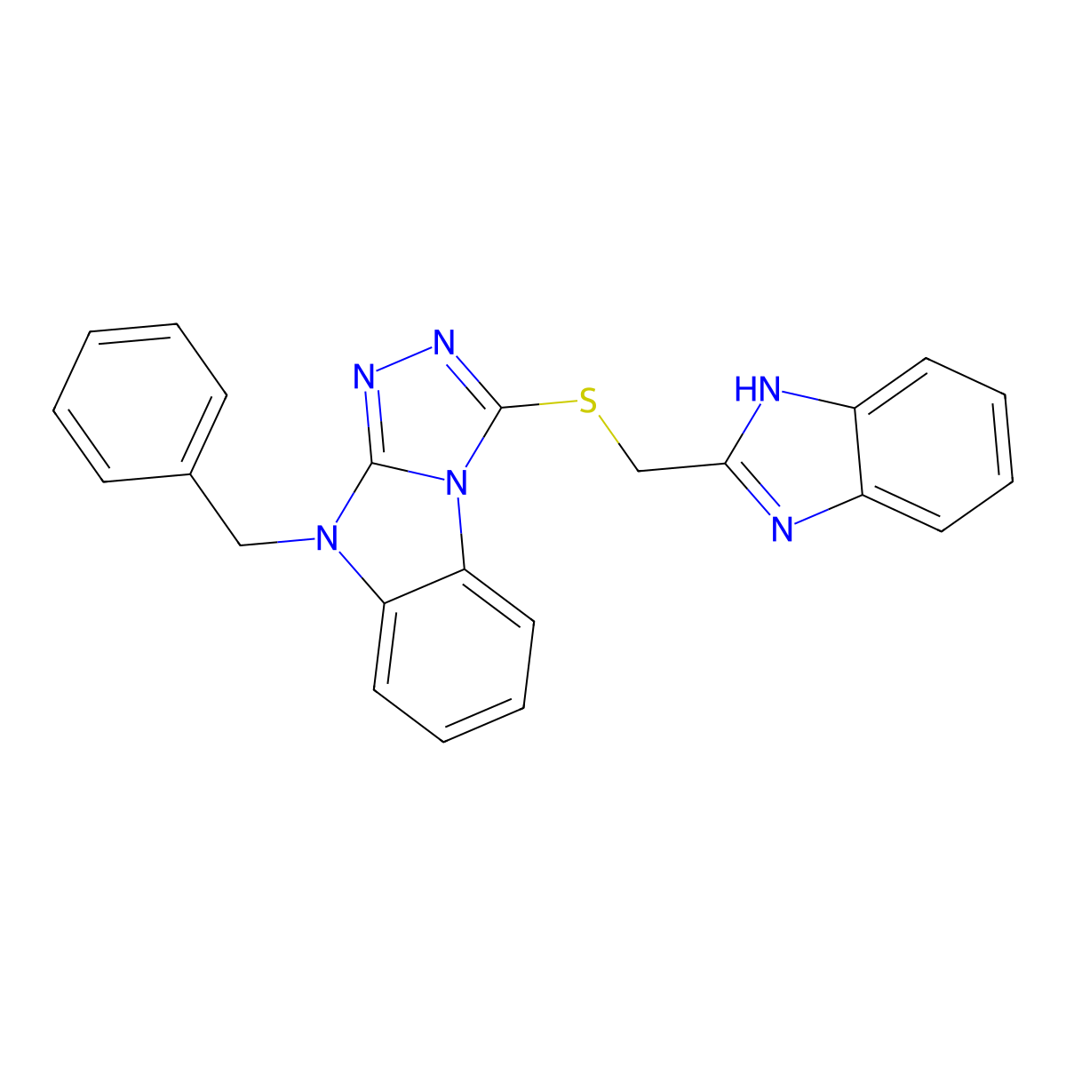 1H-benzimidazol-2-ylmethyl 9-benzyl-9H-[1,2,4]triazolo[4,3-a]benzimidazol-3-yl sulfide molecular structure, CAS 713504-47-3