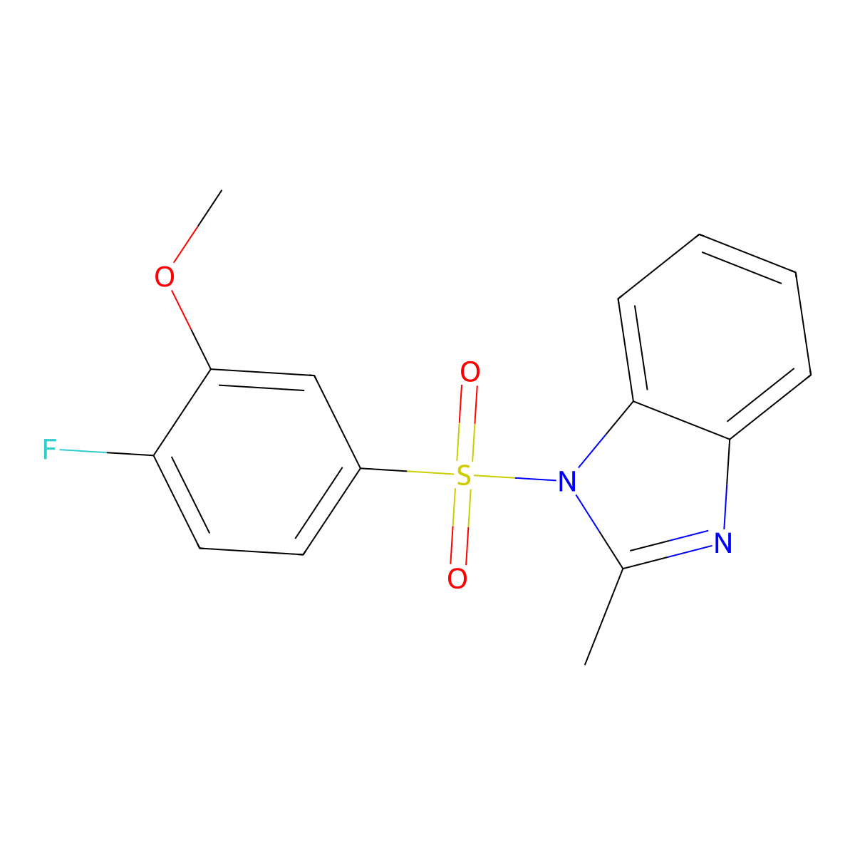 1-((4-fluoro-3-methoxyphenyl)sulfonyl)-2-methyl-1H-benzo[d]imidazole molecular structure, CAS 713504-56-4