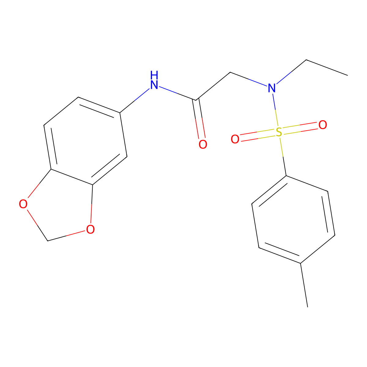 N-(1,3-benzodioxol-5-yl)-2-[ethyl-(4-methylphenyl)sulfonylamino]acetamide molecular structure, CAS 713504-65-5