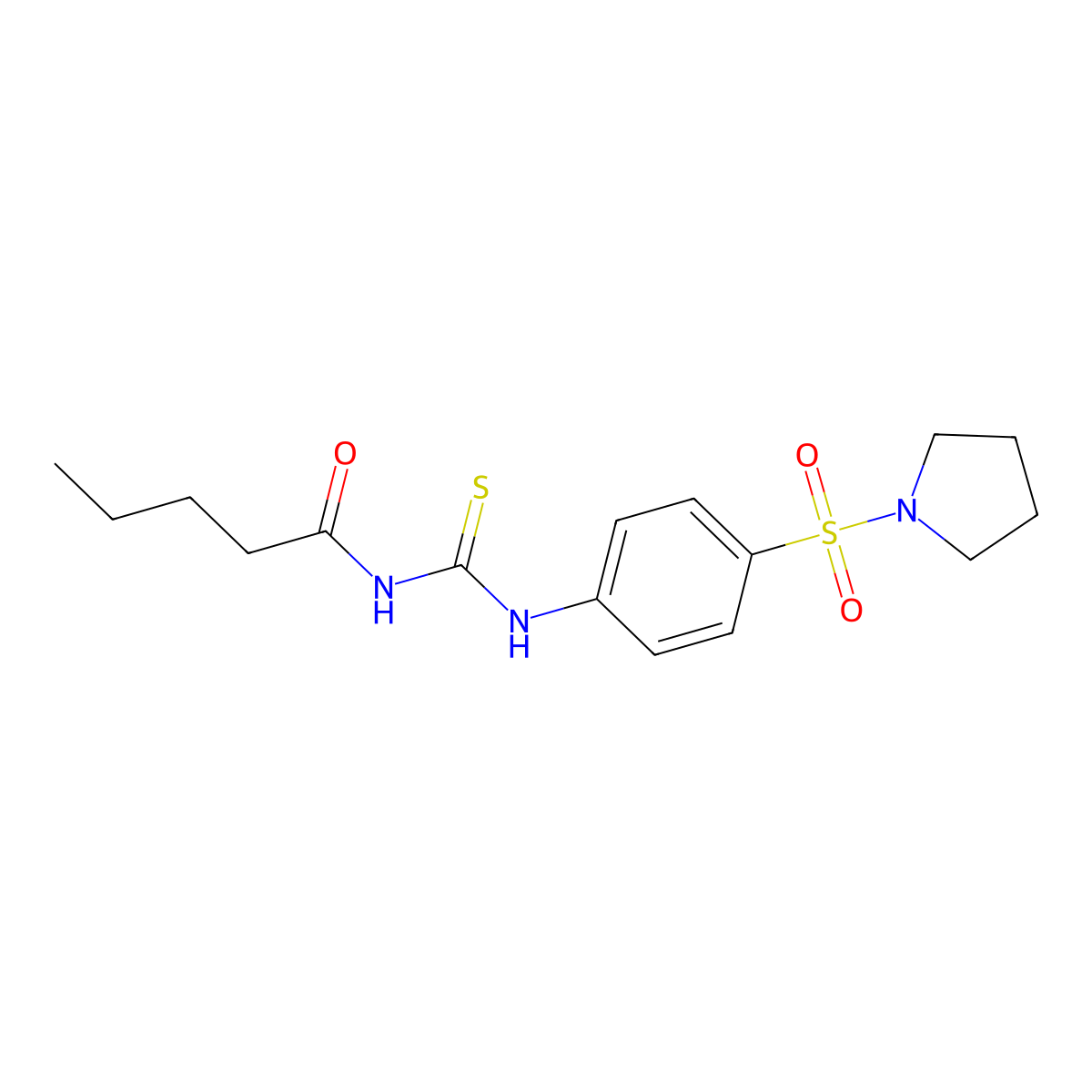 N-({[4-(1-pyrrolidinylsulfonyl)phenyl]amino}carbonothioyl)pentanamide molecular structure, CAS 713504-69-9