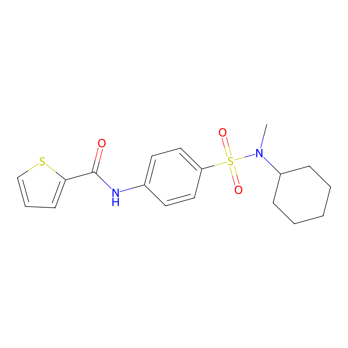 N-(4-{[cyclohexyl(methyl)amino]sulfonyl}phenyl)-2-thiophenecarboxamide molecular structure, CAS 713504-80-4