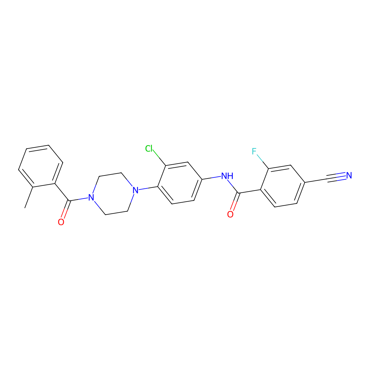 N-[3-chloro-4-[4-(2-methylbenzoyl)piperazin-1-yl]phenyl]-4-cyano-2-fluorobenzamide molecular structure, CAS 713505-12-5