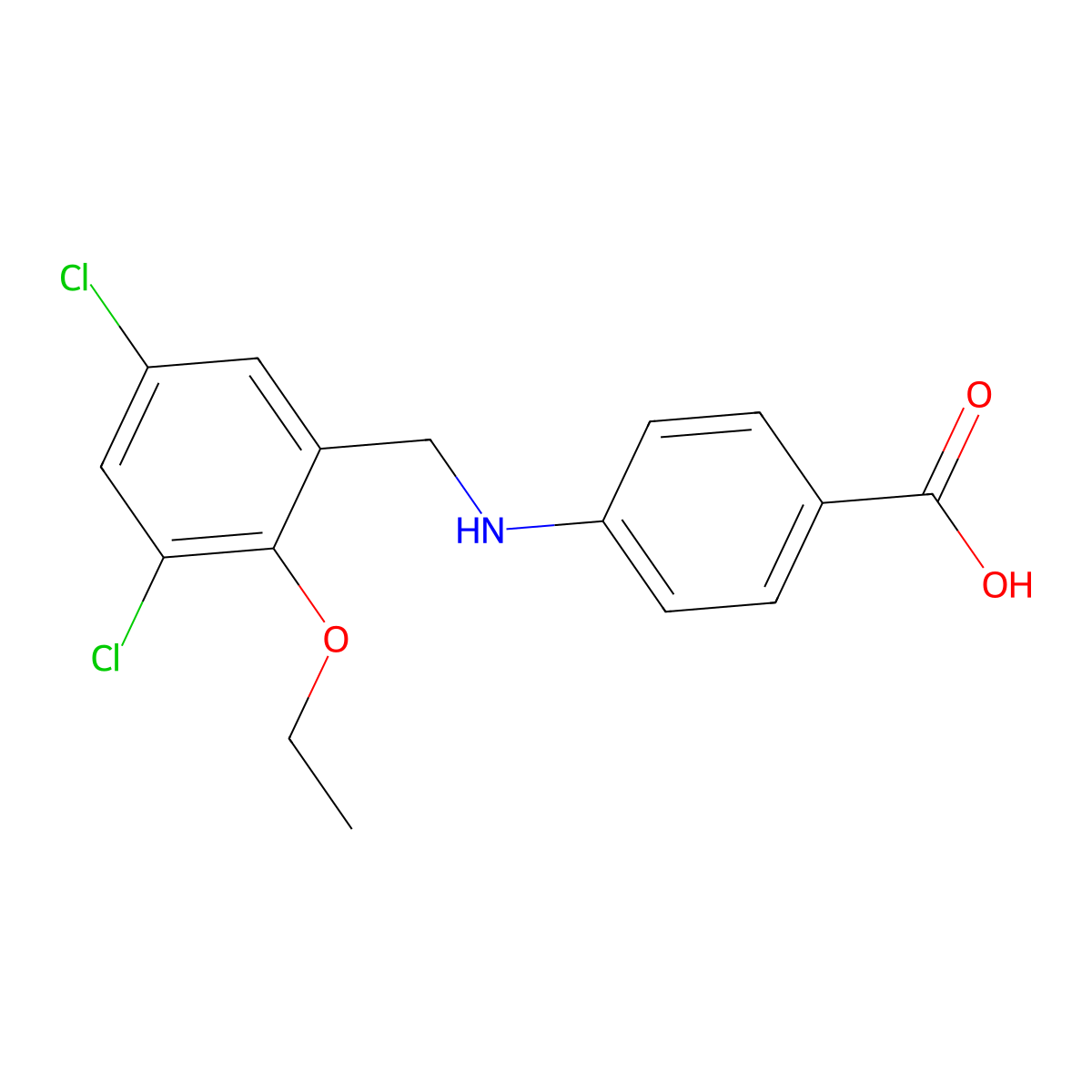 4-[(3,5-Dichloro-2-ethoxybenzyl)amino]benzoic acid molecular structure, CAS 713505-13-6