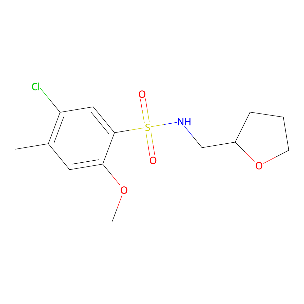 5-chloro-2-methoxy-4-methyl-N-(tetrahydro-2-furanylmethyl)benzenesulfonamide molecular structure, CAS 713505-17-0