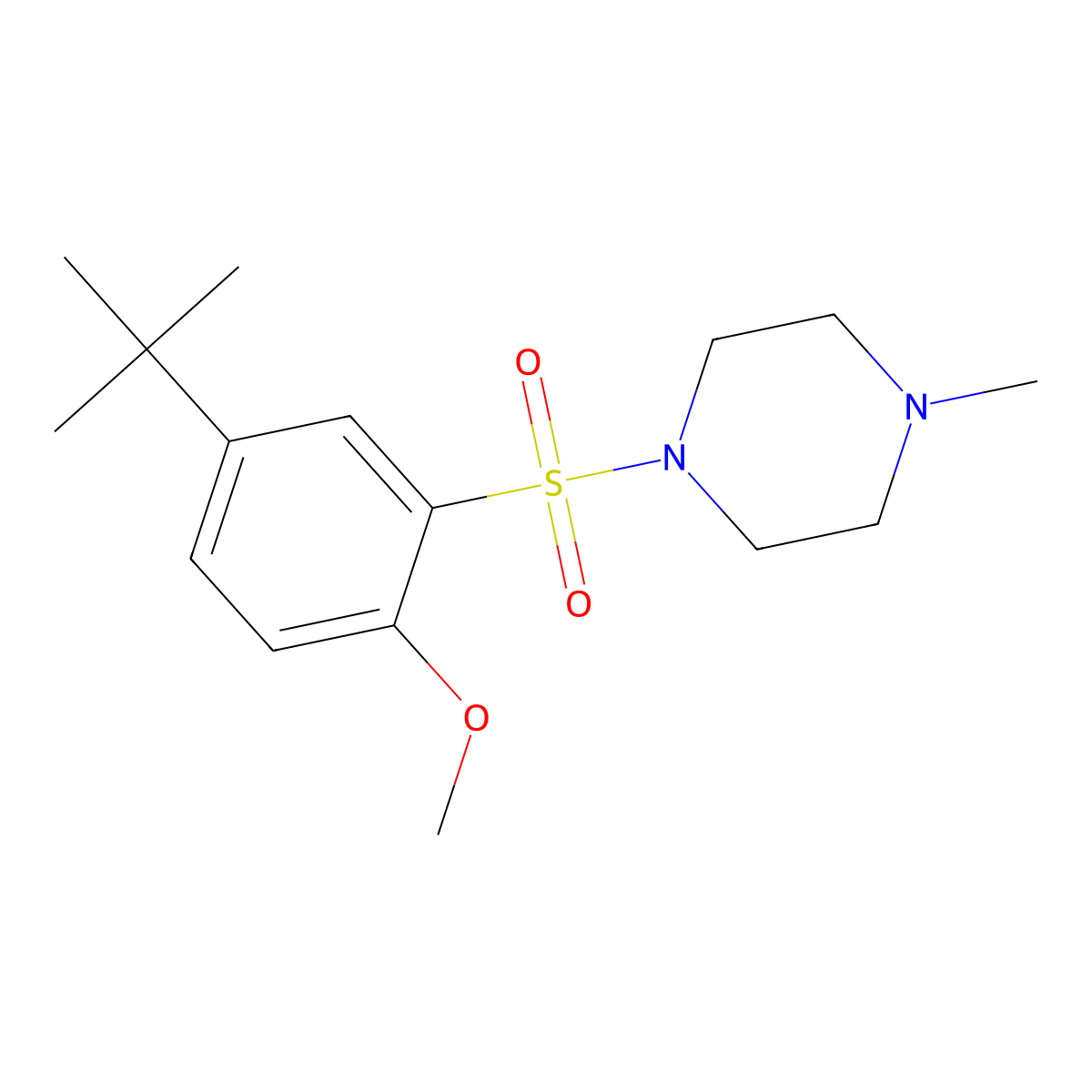 1-(5-Tert-butyl-2-methoxyphenyl)sulfonyl-4-methylpiperazine molecular structure, CAS 713505-22-7