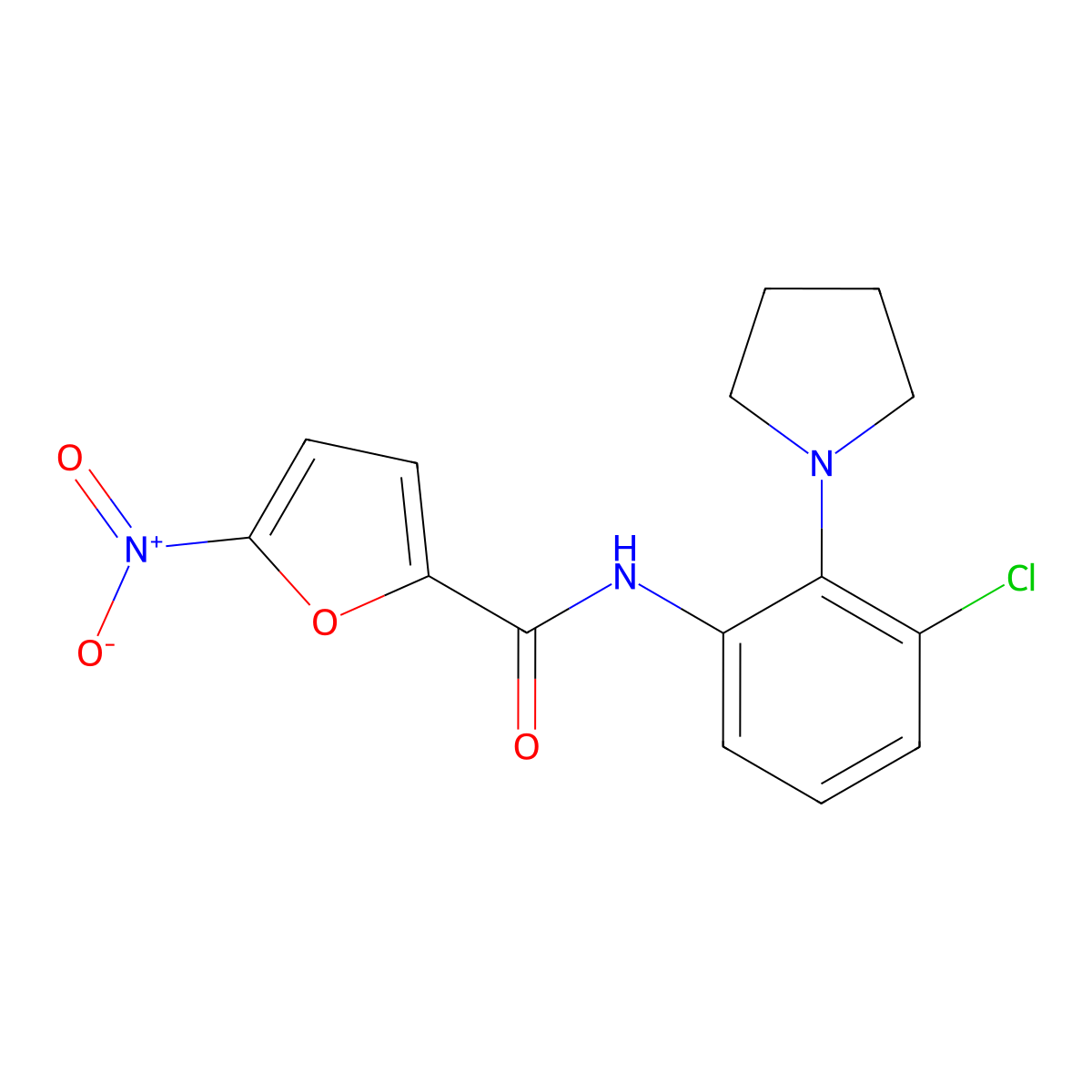 N-[3-chloro-2-(1-pyrrolidinyl)phenyl]-5-nitro-2-furamide molecular structure, CAS 713505-49-8