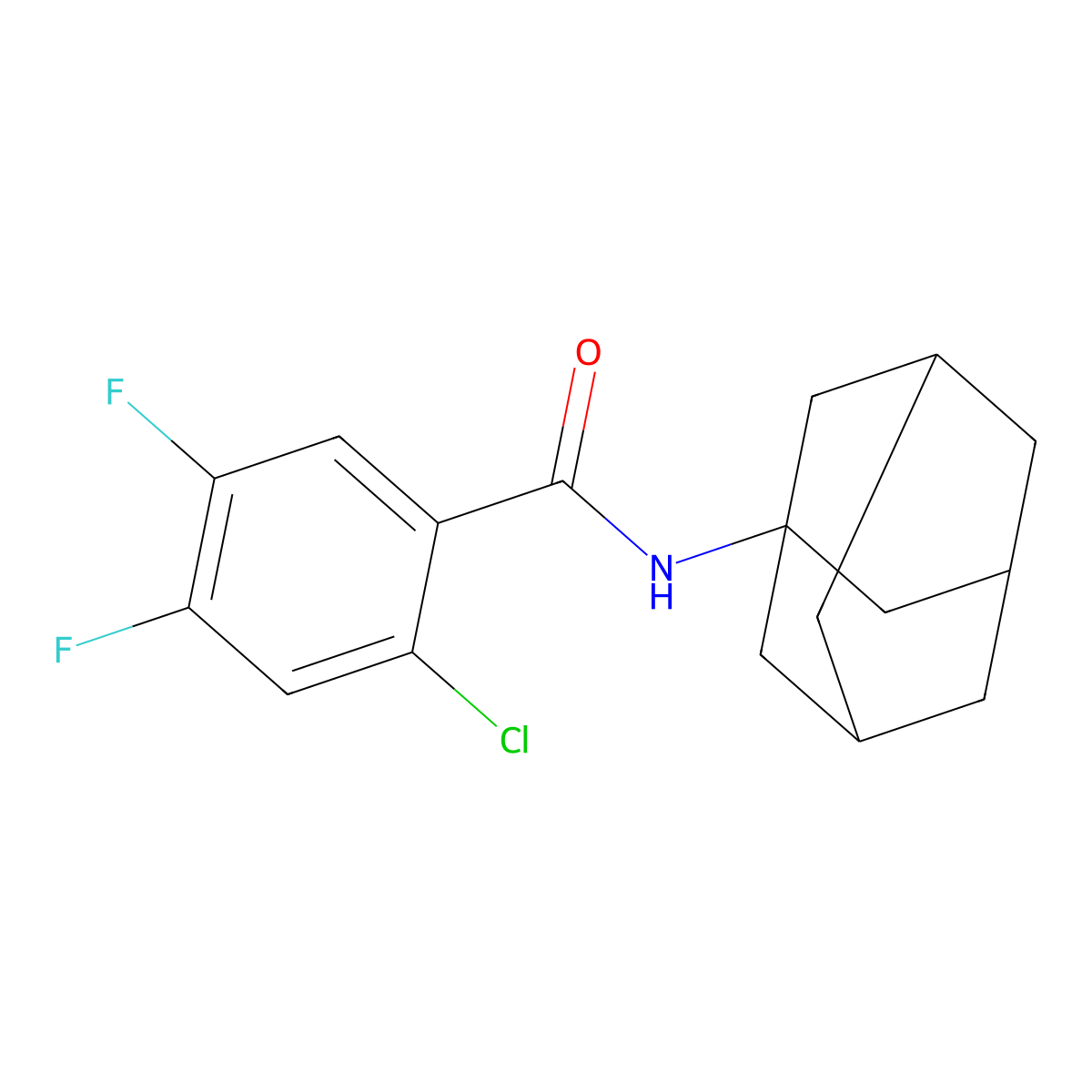 N-1-adamantyl-2-chloro-4,5-difluorobenzamide molecular structure, CAS 713505-51-2