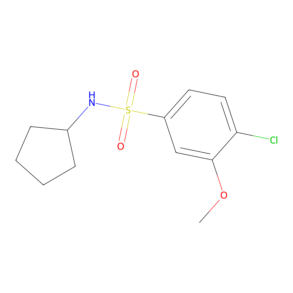 4-chloro-N-cyclopentyl-3-methoxybenzenesulfonamide molecular structure, CAS 713505-56-7