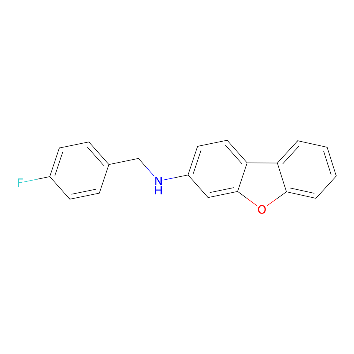 N-[(4-fluorophenyl)methyl]dibenzofuran-3-amine molecular structure, CAS 713505-65-8