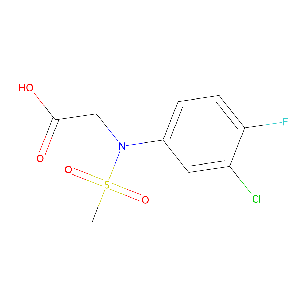 N-(3-chloro-4-fluorophenyl)-N-(methylsulfonyl)glycine molecular structure, CAS 713505-72-7