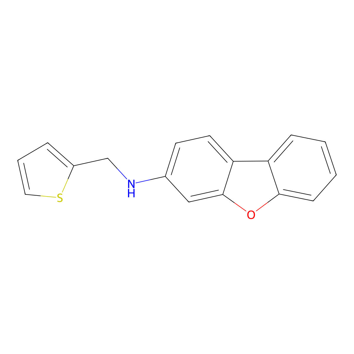 N-(thiophen-2-ylmethyl)dibenzofuran-3-amine molecular structure, CAS 713505-82-9