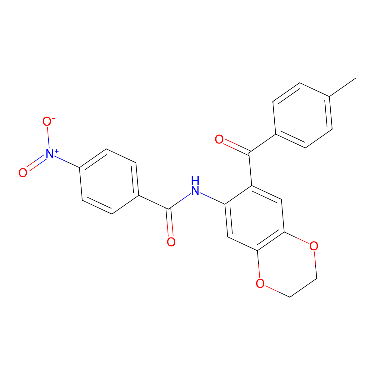 N-[7-(4-methylbenzoyl)-2,3-dihydro-1,4-benzodioxin-6-yl]-4-nitrobenzamide molecular structure, CAS 713505-89-6