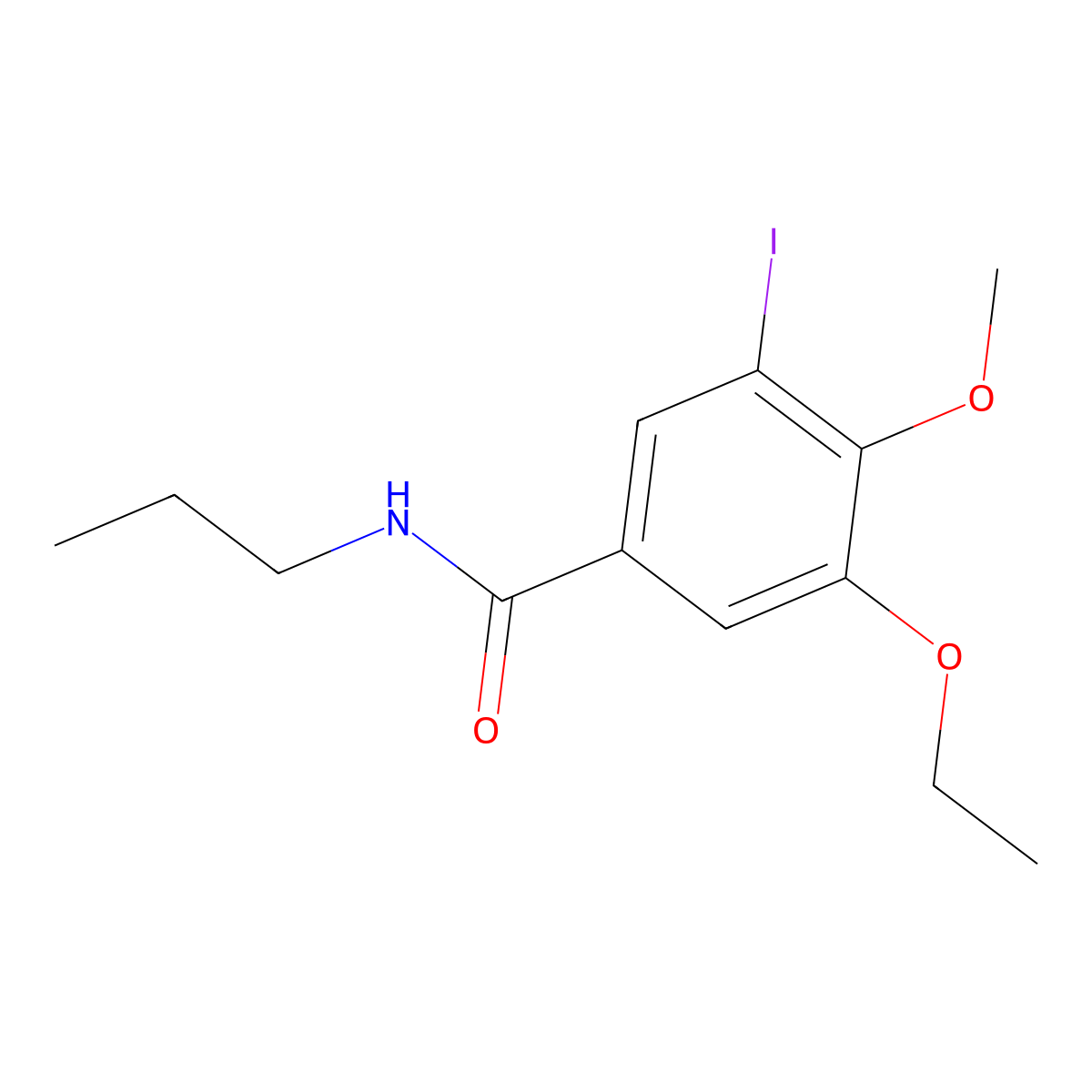 3-ethoxy-5-iodo-4-methoxy-N-propylbenzamide molecular structure, CAS 713506-06-0