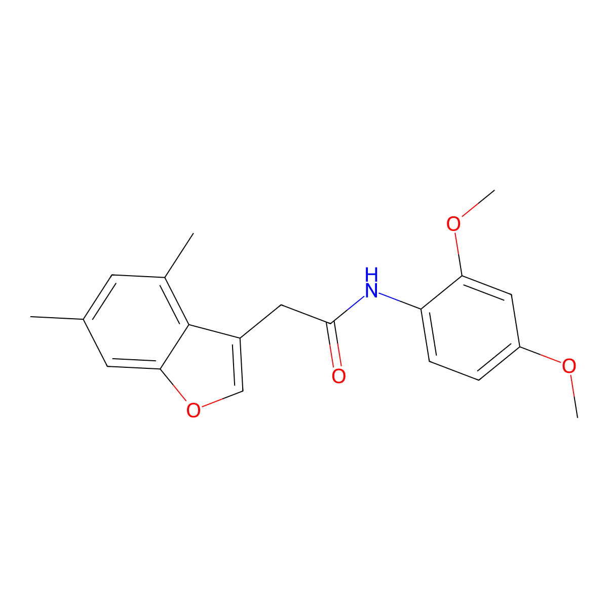 N-(2,4-dimethoxyphenyl)-2-(4,6-dimethyl-1-benzofuran-3-yl)acetamide molecular structure, CAS 713506-26-4