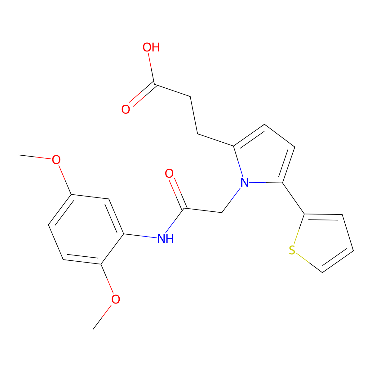 3-[1-{2-[(2,5-dimethoxyphenyl)amino]-2-oxoethyl}-5-(2-thienyl)-1H-pyrrol-2-yl]propanoic acid molecular structure, CAS 713506-35-5