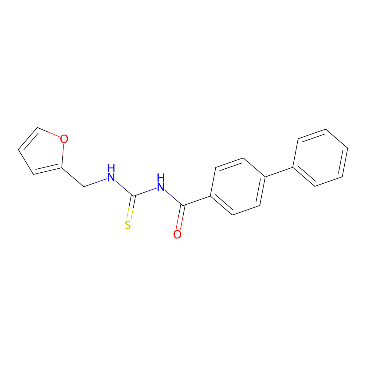 N-(furan-2-ylmethylcarbamothioyl)-4-phenylbenzamide molecular structure, CAS 713506-56-0